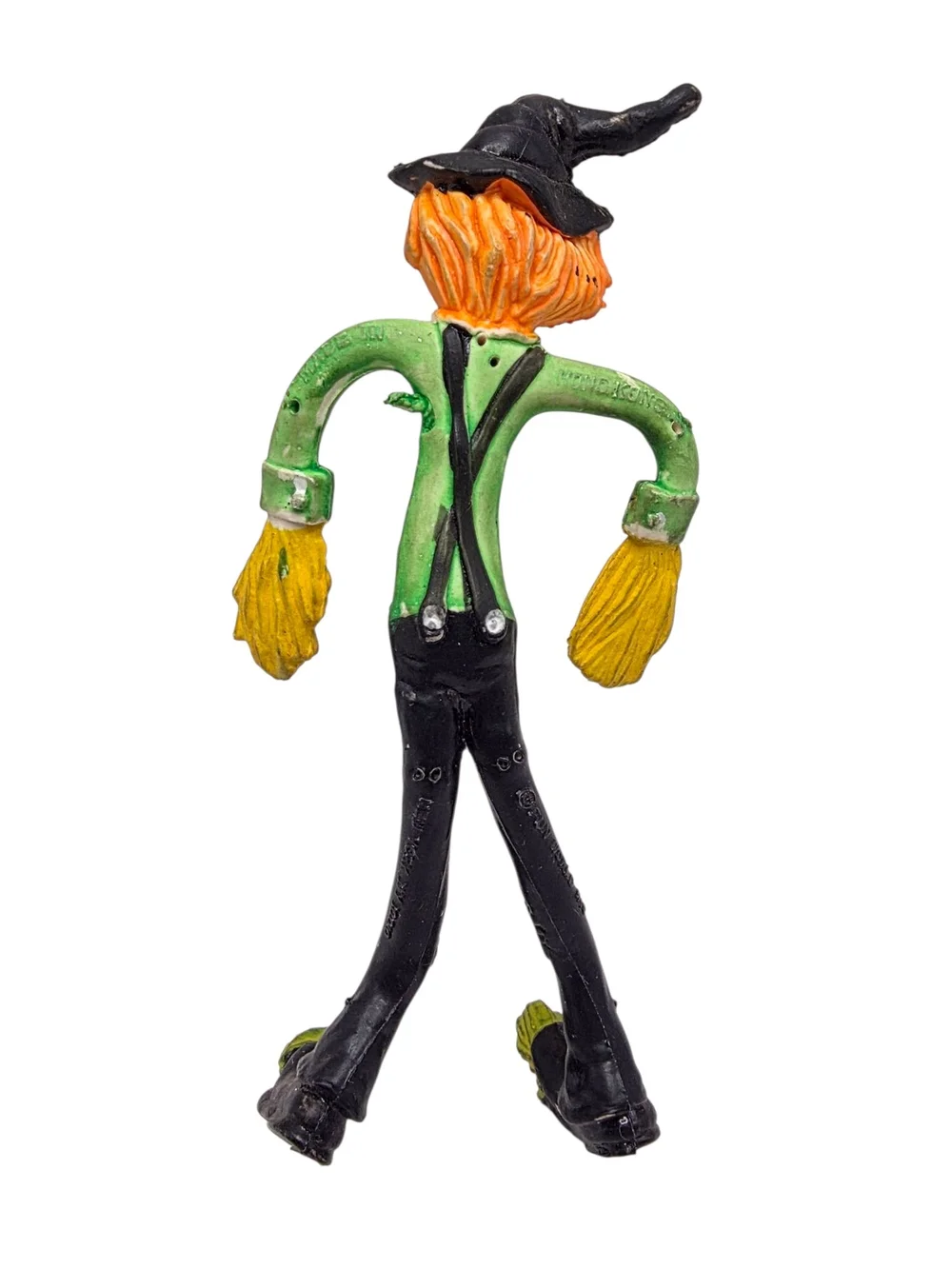 Vintage Halloween Bendy Toy Monster Scarecrow 5.25” Fun World Hong Kong